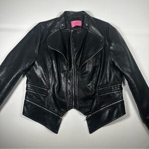 Azalea Wang Orion-X Moto Bikercore Faux Leather Zippers Jacket 1X